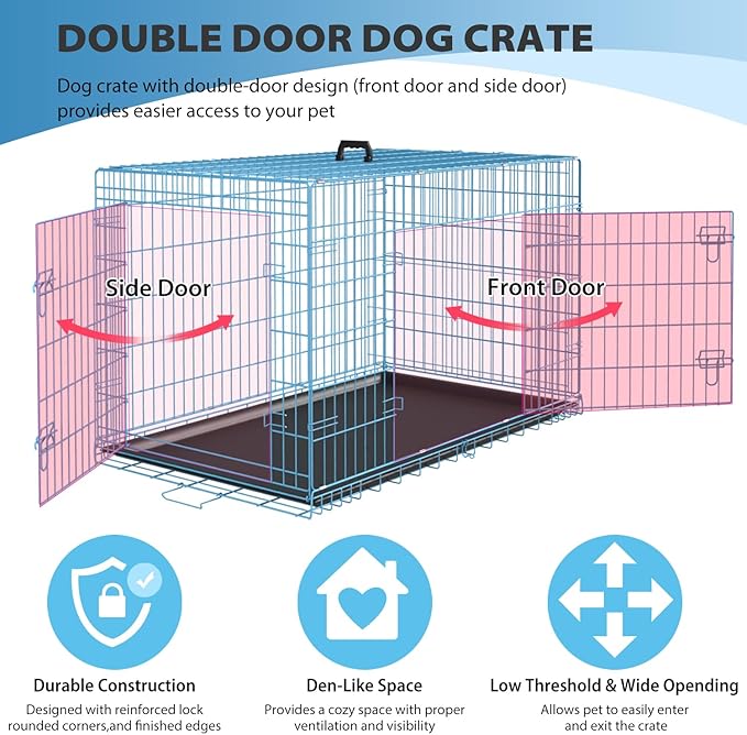 BestPet | Dog Crate | 42" | Blue | Foldable Metal Kennel - Image 3