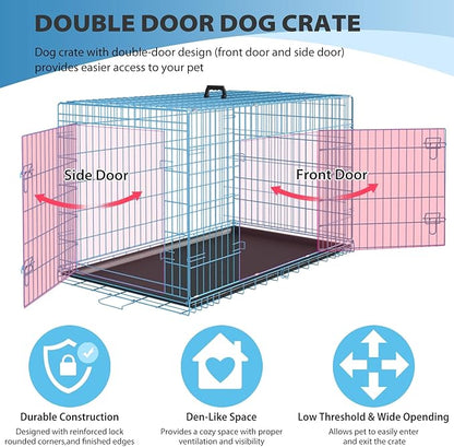 BestPet | Dog Crate | 42" | Blue | Foldable Metal Kennel - Image 3