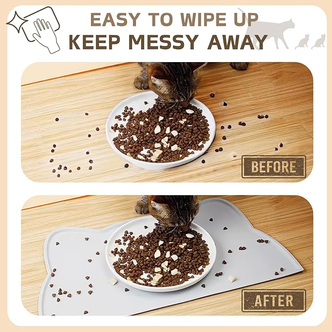 Cat Food Mat, Silicone Non Slip Dog Bowl Mat Waterproof Cat Feeding Mat Stop - Image 4