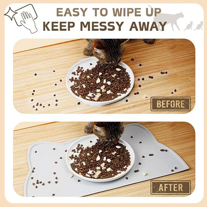 Cat Food Mat, Silicone Non Slip Dog Bowl Mat Waterproof Cat Feeding Mat Stop - Image 4