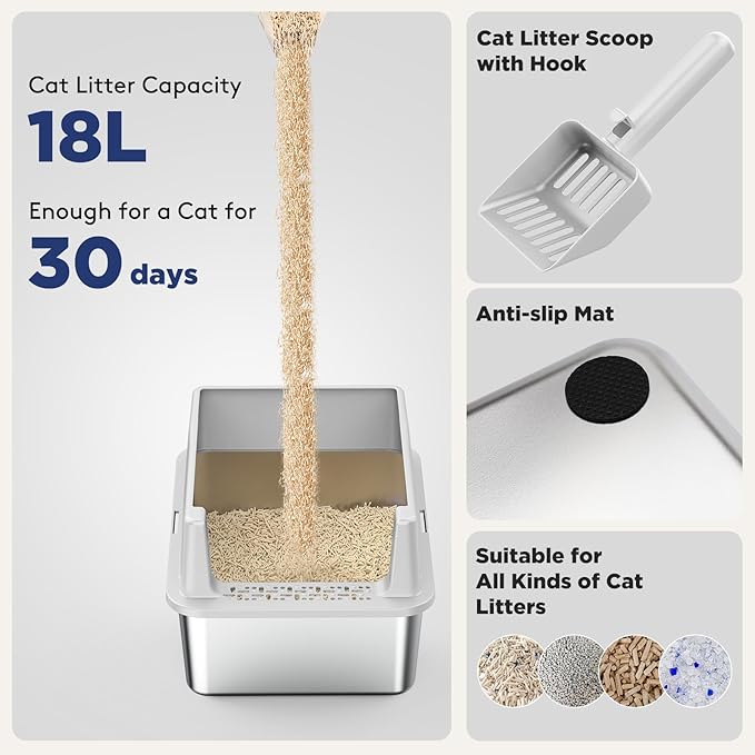FURTIME 2 Pack Stainless Steel Cat Litter Box - Image 8