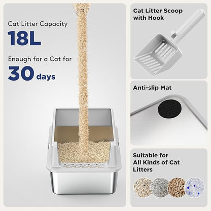FURTIME 2 Pack Stainless Steel Cat Litter Box - Image 8