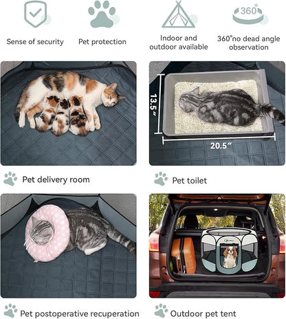 Siedihit Dog Playpen with 2 Washable Pee Pad, Puppy Pet Cat Playpen Small - Image 3