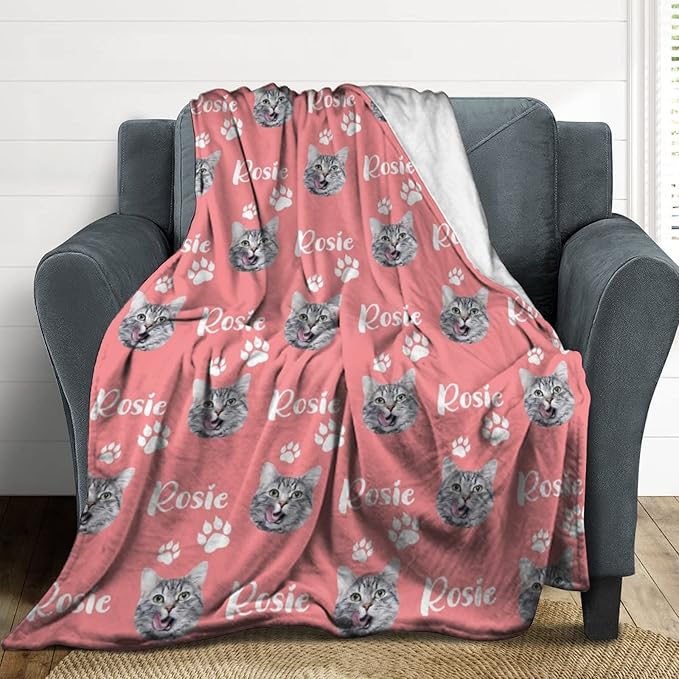 Personalized Cat Face & Name Blanket - Image 5