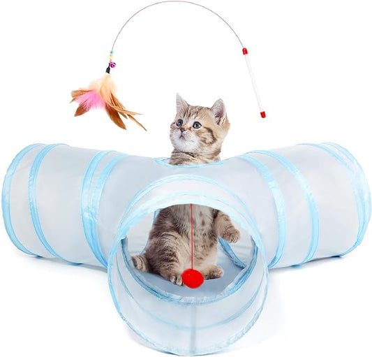 Tempcore Pet Cat Tunnel Collapsible Toy, 3-Way Kitty Tunnel by Tempcore
