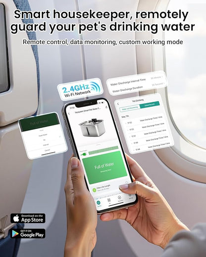 Smart Pet Water Fountain, 10L/338Oz Stainless Steel Cat Water Fountain - Image 2