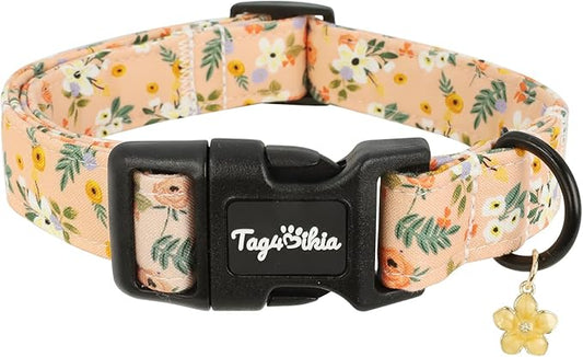 Dog Collar with Floral Patterns, Spring Summer Collection Orange Dog Collar by Unknown