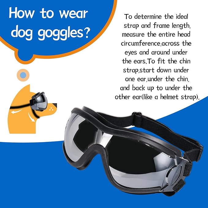 Dog Sunglasses/Goggles, UV/Wind/Dust/Fog Protection Pet Glasses Eye Wear - Image 7