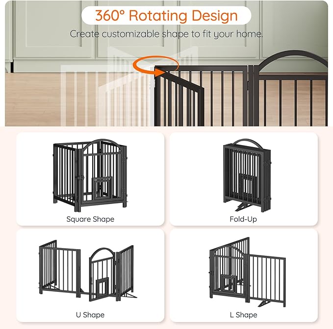 HOOBRO 4 Panel Freestanding Dog Gate - Image 8