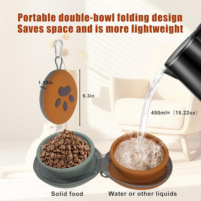 Collapsible Dog Bowls, 2-in-1 Silicone Pet Food and Water Bowl - Image 2