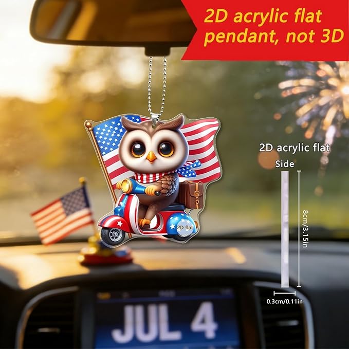 4 Pcs 4th of July Ornaments for Tree Independence Day 2D Acrylic Patriotic - Image 5