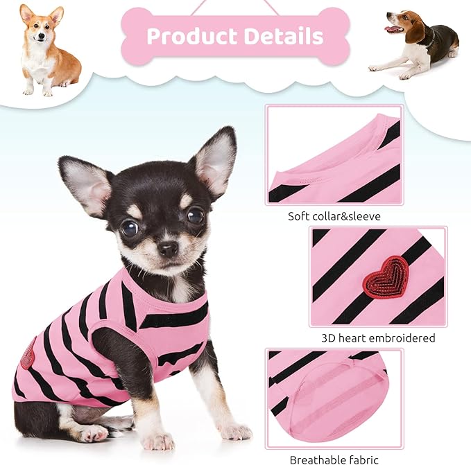 Pet Dog Striped T-Shirt Dogs Cats Cotton Vest Spring Summer Pet Apparel Tee - Image 2