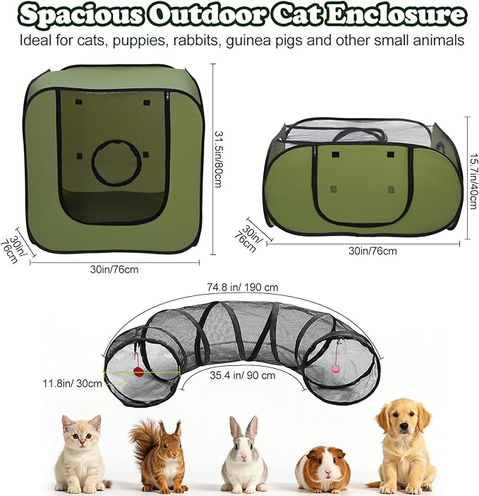 Cat Playpen, 3-in-1 Pop-up Outdoor Cat Enclosure - Image 3