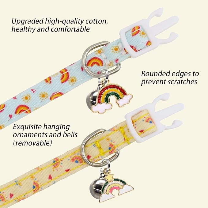 Cat Collars for Girl Cats & Boys, 2 Pack Soft Cotton Breakaway Collar - Image 4