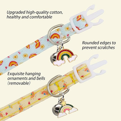 Cat Collars for Girl Cats & Boys, 2 Pack Soft Cotton Breakaway Collar - Image 4