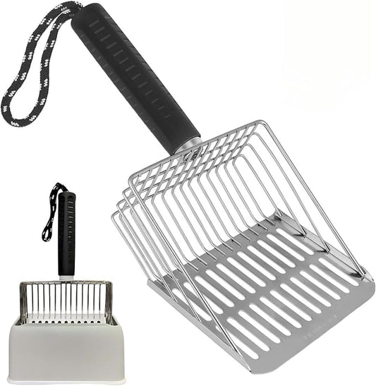 Cat Litter Scoop with Holder, Solid and Durable Metal Litter Scoop, Stainless by Unknown