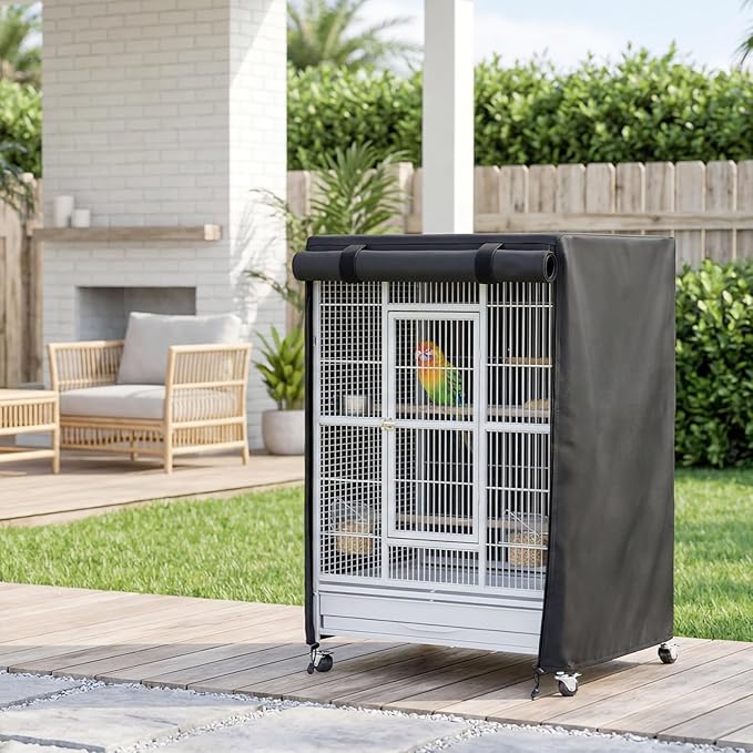 Black Bird Cage Cover, Adjustable - Image 6