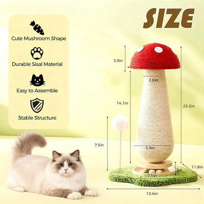 Mushroom Cat Scratcher Tower, Interactive Ball Track Spring Ball Cat Scratching - Image 5