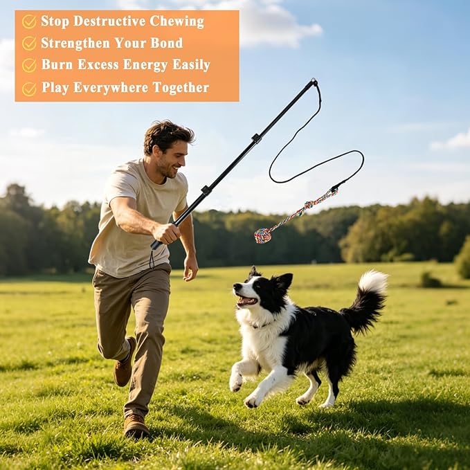 ASOCEA Flirt Pole for Dogs, Heavy Duty Dog Teaser Wand - Image 7