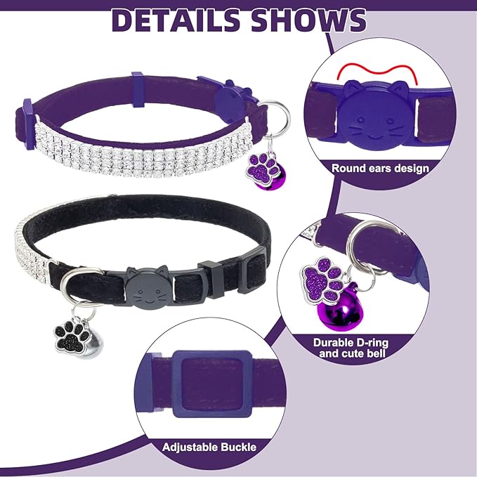 EXPAWLORER Soft Velvet Safe Cat Collars - Image 3