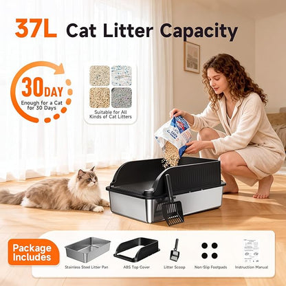 Stainless Steel Litter Box, XL Metal Litter Box - Image 8