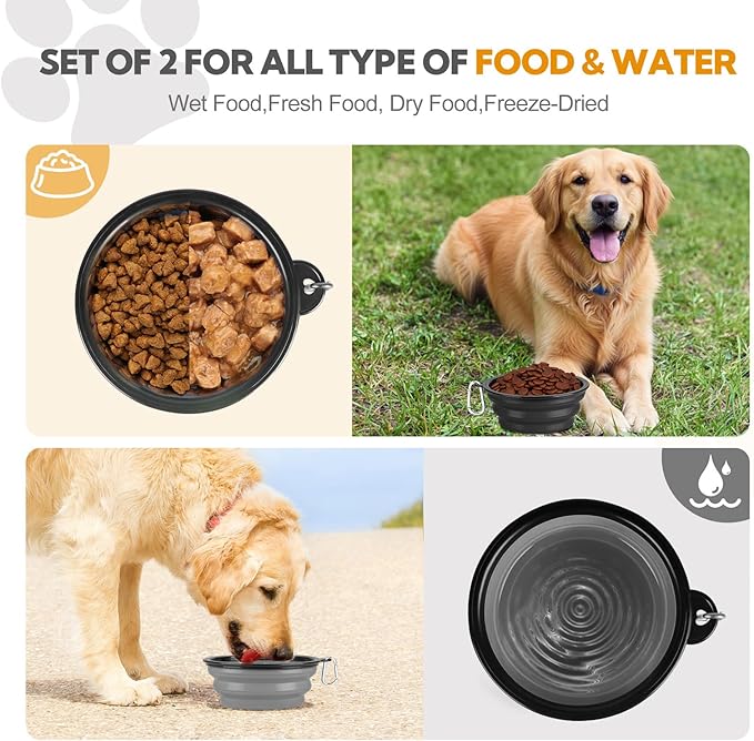 Collapsible Dog Bowl Large 2 Pack, Dog Water Bowls - Image 3
