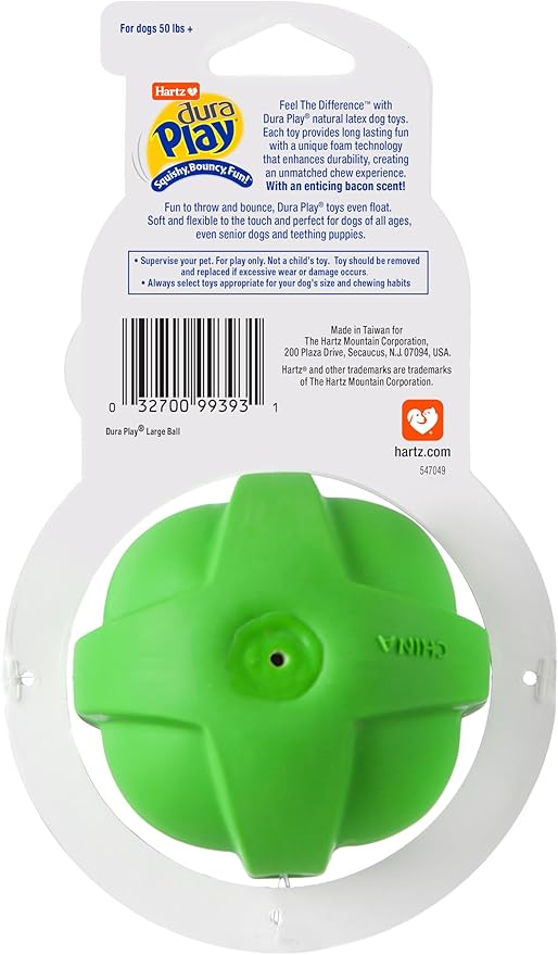 Hartz DuraPlay Bacon Scented Dog Toys, Large 1 Count, Colors May Vary - Image 9