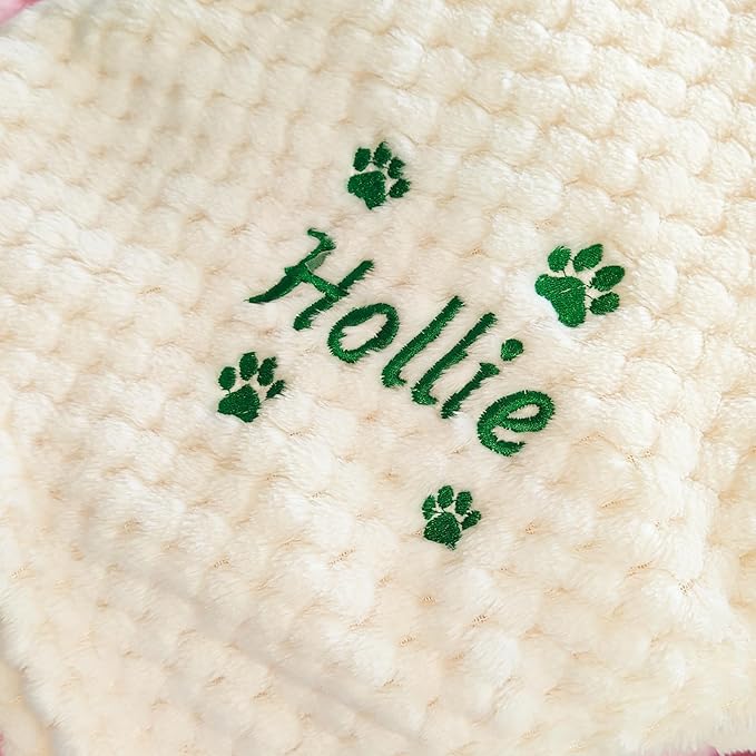 Personalised Pet Blanket with Name & Paw Print, Custom Embroidered Dog Cat - Image 5