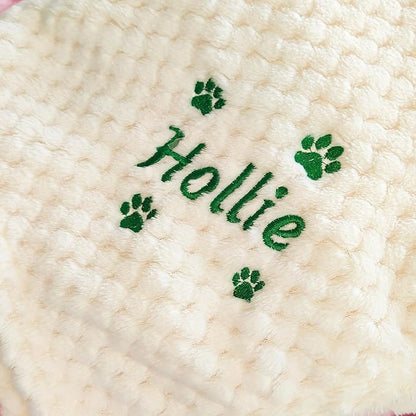 Personalised Pet Blanket with Name & Paw Print, Custom Embroidered Dog Cat - Image 5