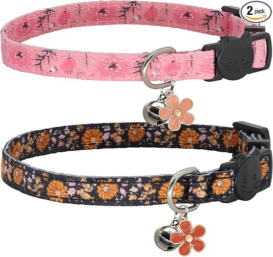 Cat Collar Breakaway, 2 Pack Cotton Kitten Collars by Giecooh
