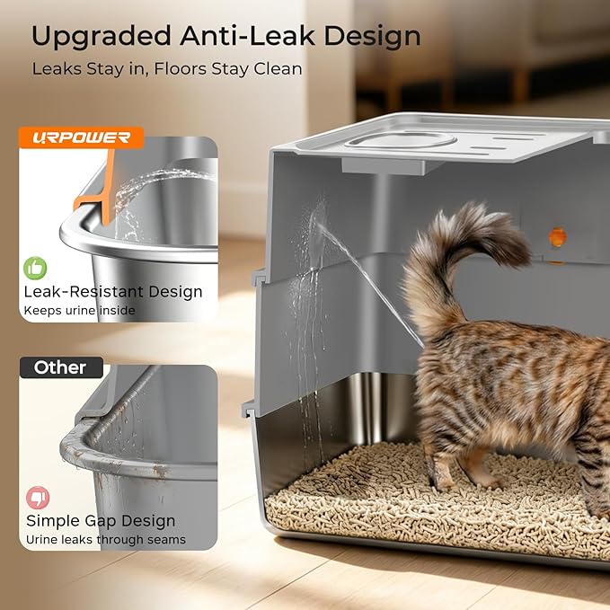 URPOWER Stainless Steel Cat Litter Box - Image 5