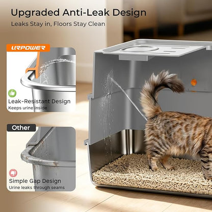 URPOWER Stainless Steel Cat Litter Box - Image 5