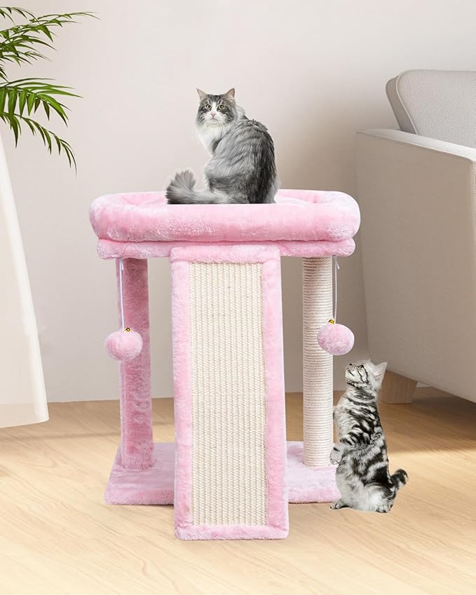 SYANDLVY Small Cat Tree with Scratching Board, Cat Scratching Post - Image 2