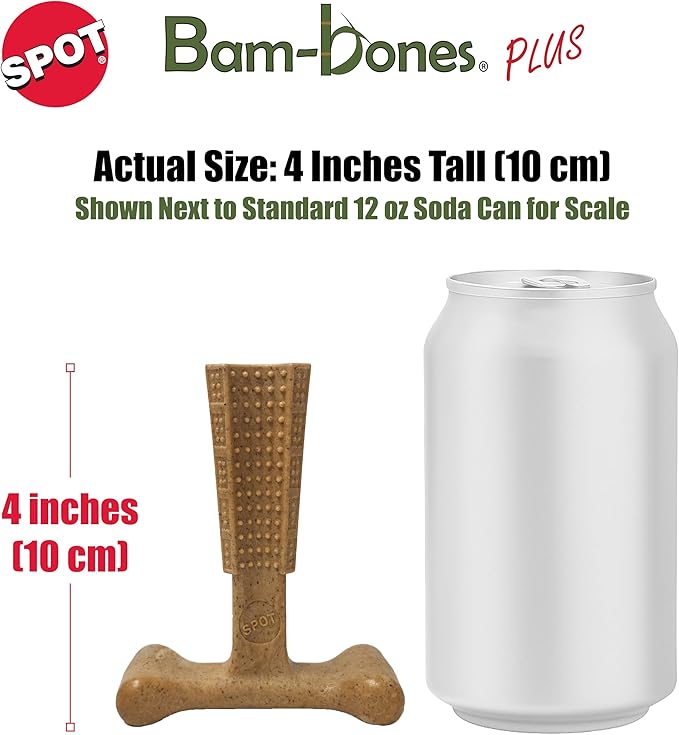 SPOT Bam-Bones Plus T-Bone, Bamboo Fiber & Nylon Dog Chew, Durable - Image 4