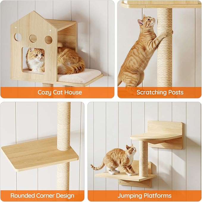 HOOBRO Cat Wall Shelves, Wood Wall Mounted Cat Shelves - Image 3