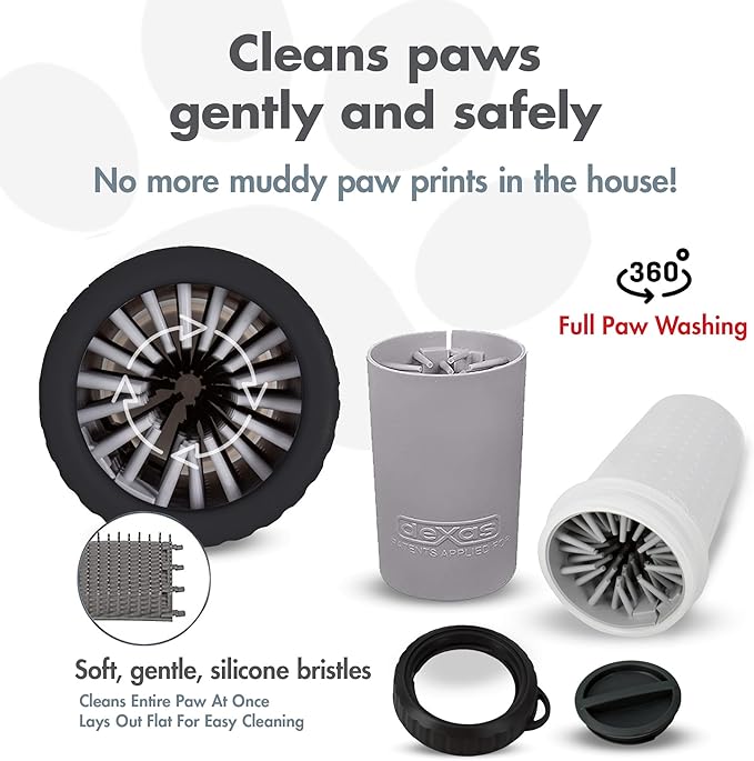 Dexas Lidded MudBuster Medium Dog Paw Cleaner, Light Gray, Fits 1.5"-2.5" Wide - Image 2