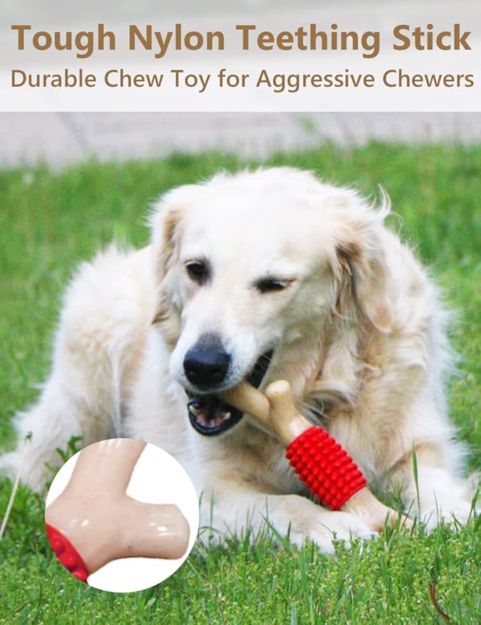 SCHITEC Dog Chew Toy for Aggressive Chewers, Tough Big Nylon & Rubber Teething - Image 2