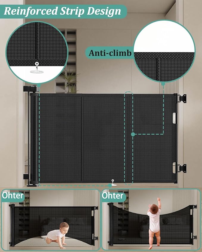 Miumoon 71 inch Retractable Baby Gates 34 inch Tall, Retractable Gate - Image 2
