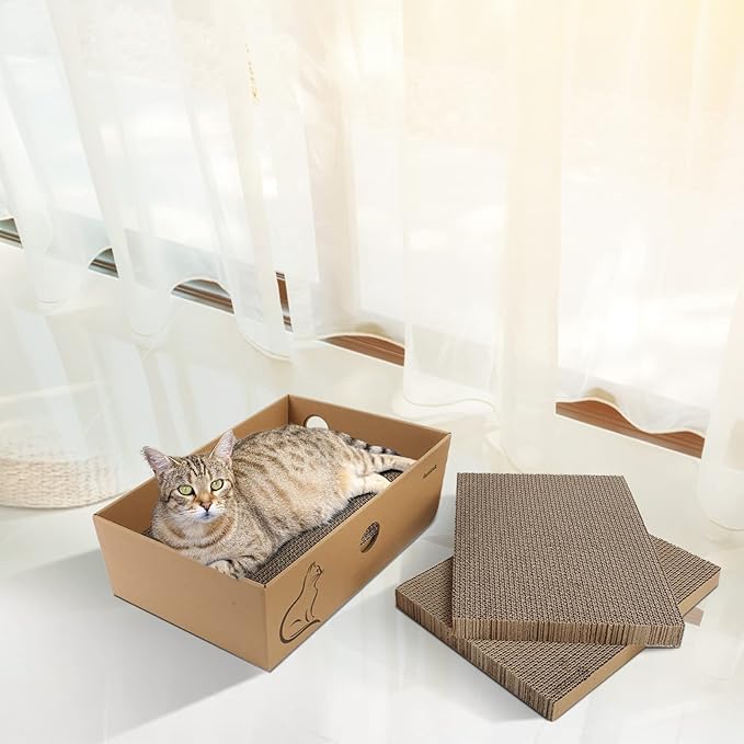 AUSCAT Cat Cardboard Scratcher, 14.8" L x 10.8" W x 5.2" H. - Image 7