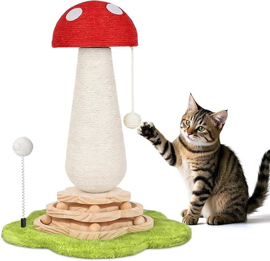 Mushroom Cat Scratching Post Cat Tree, Cute Cat Scratcher Tower by Himake