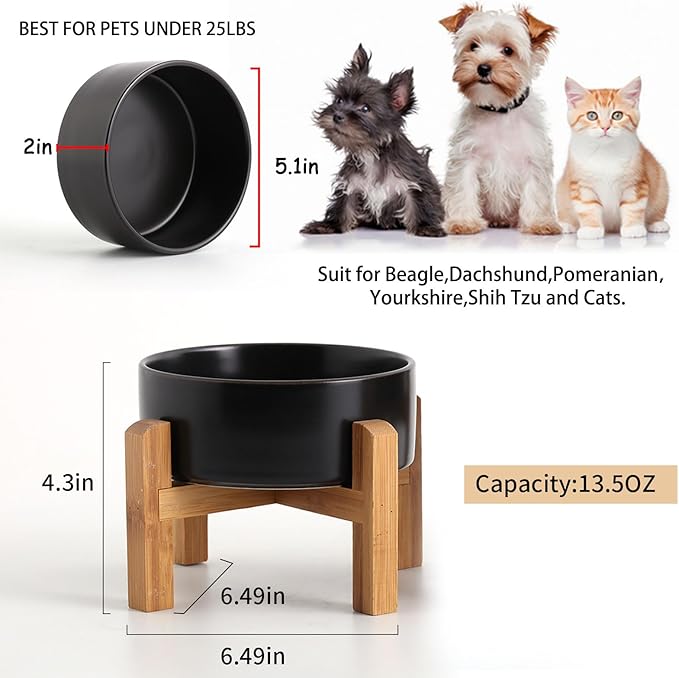 Petygooing Black Elevated/Raised Ceramic Dog Bowl - Image 3