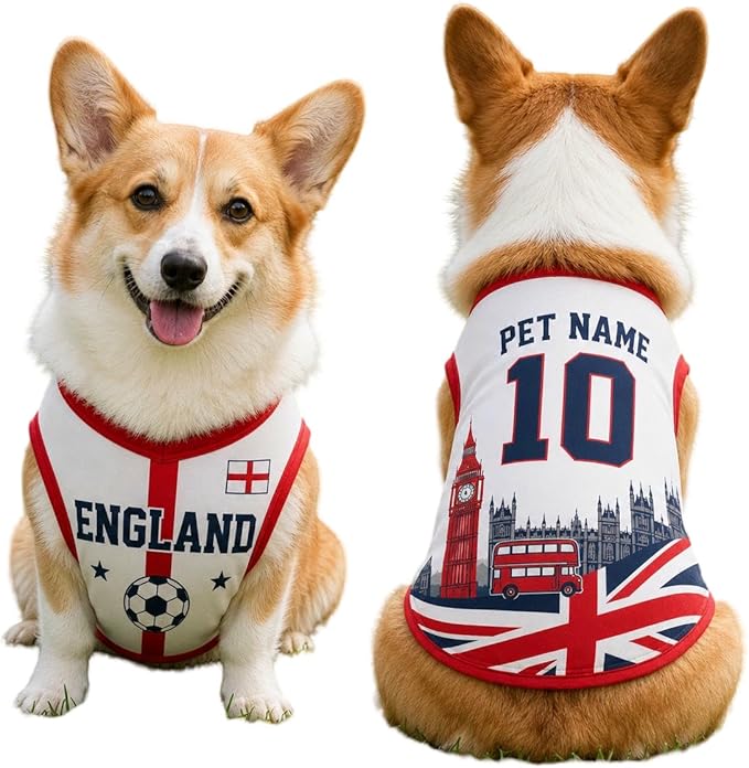 V-DECORPARKS Dog Jersey Custom Name Number, Pets Soccer Jersey by V-Decorparks
