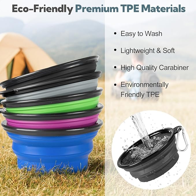 Dog Bowl Collapsible, 2 Pack Portable Foldable Travel Water Bowl Food Dishes - Image 6