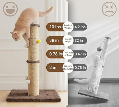 5-Inch Thick Sisal Cat Scratching Post, Durable Cat Scratcher - Image 3