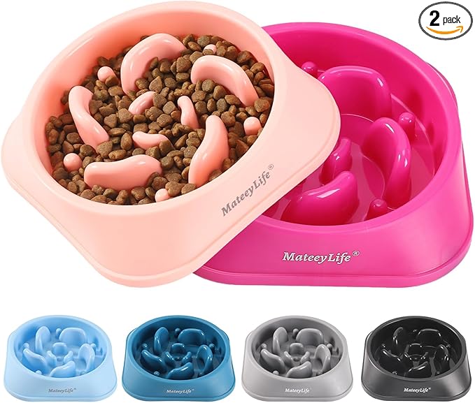 MateeyLife Slow Feeder Dog Bowls 2PCS, Anti-Choking Puzzle Dog Food Bowls by MateeyLife