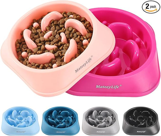 MateeyLife Slow Feeder Dog Bowls 2PCS, Anti-Choking Puzzle Dog Food Bowls by MateeyLife