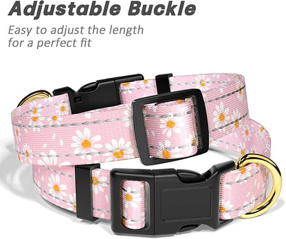 Reflective Dog Collar for Large Dogs, Cute Daisy Theme Adjustable Heavy-Duty - Image 6