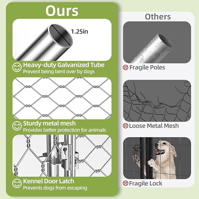 10x10 FT Outdoor Dog Kennel Heavy Duty Steel Dog House - Image 3