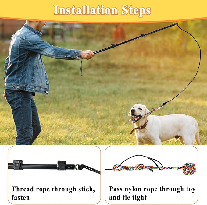 ASOCEA Flirt Pole for Dogs, Heavy Duty Dog Teaser Wand - Image 5