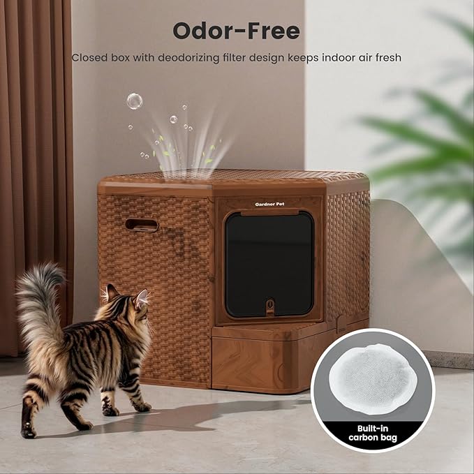 Gradner Pet Cat Litter Tray, Odour-Resistant Enclosed Cat Litter Box - Image 6